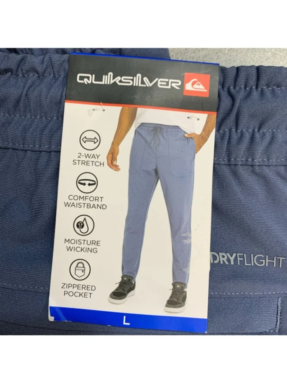 NWT Quiksilver Dryflight Men's L Navy Blue Pants Moisture-Wicking  Joggers